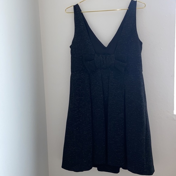 Betsey Johnson Black & Silver Fit & Flare Dress w/ Bow on Back - Picture 8 of 8